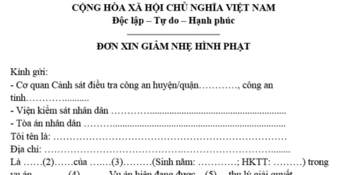 Mẫu đơn kháng cáo xin giảm nhẹ hình phạt mới nhất 2024 và cách viết