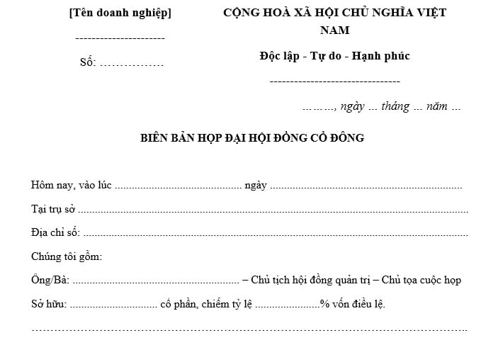 mẫu biên bản họp