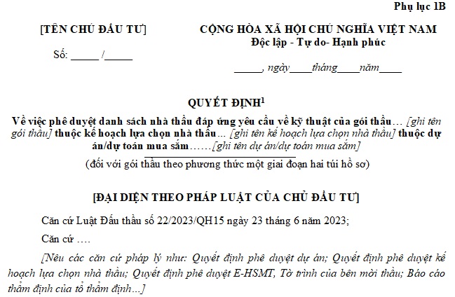 Mẫu quyết định 1B