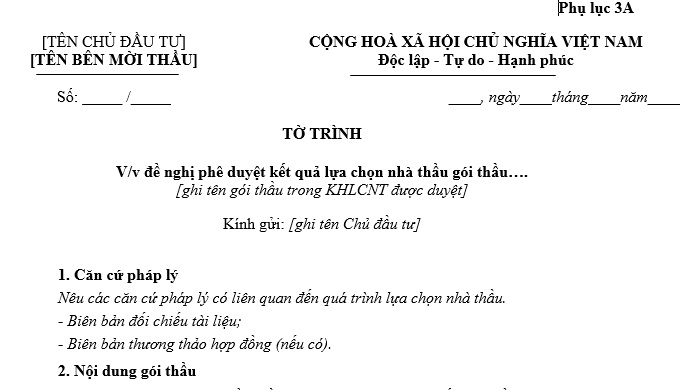 Mẫu tờ trình 3A