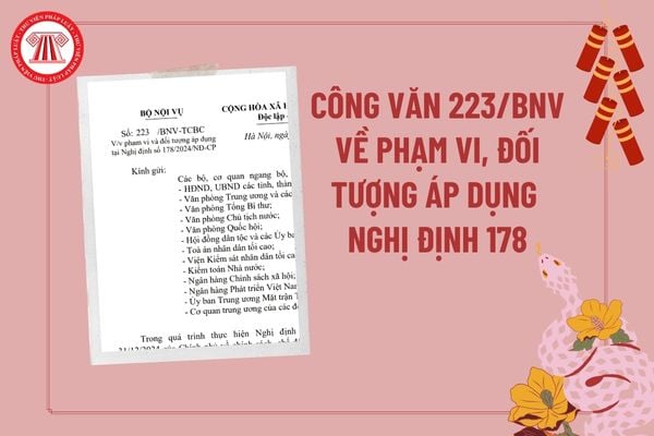 Công văn 223/BNV-TCBC về phạm vi và đối tượng áp dụng Nghị định 178/2024/NĐ-CP? Công văn 223 của Bộ Nội vụ? 