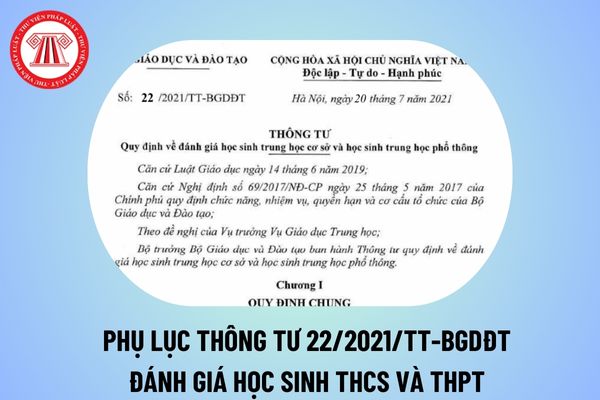 Phụ lục Thông tư 22 2021 TT BGDĐT về đánh giá học sinh THCS THPT bản word cập nhật mới nhất năm học 2024 2025?