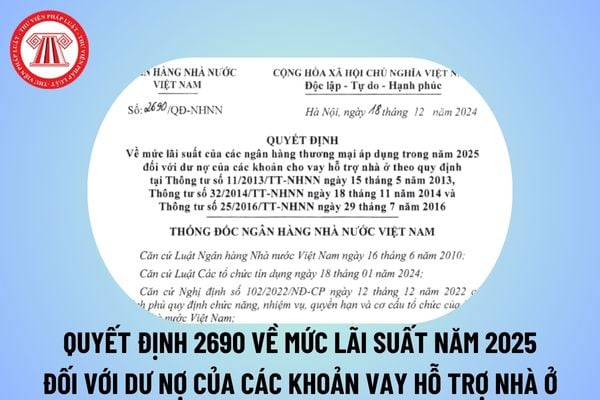 Quyết định 2690/NHNN về mức lãi suất trong năm 2025 đối với dư nợ của những khoản cho vay hỗ trợ nhà ở của NHTM thế nào? 