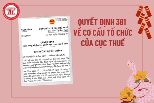 Quyết định 381 về chức năng, nhiệm vụ, quyền hạn và cơ cấu tổ chức của Cục Thuế? Tải về Quyết định 381 của Bộ Tài chính?