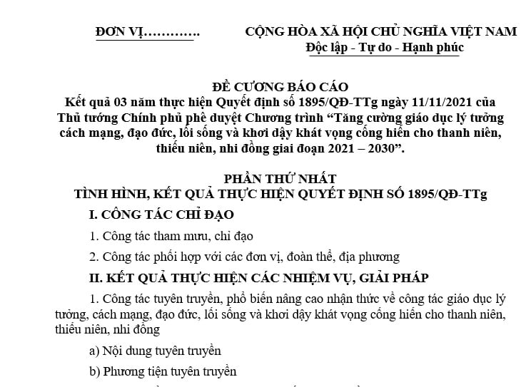 Mẫu Báo cáo sơ kết 03 năm thực hiện Quyết định số 1895 QĐ TTg? Tải về Mẫu Báo cáo sơ kết 03 năm thực hiện Quyết định số 1895 QĐ TTg ở đâu?