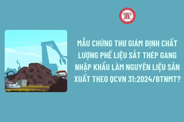 Mẫu Chứng thư giám định chất lượng phế liệu sắt thép gang nhập khẩu làm nguyên liệu sản xuất theo QCVN?