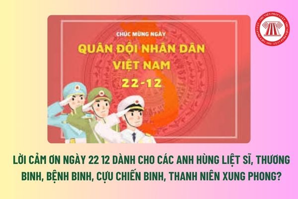 Lời cảm ơn ngày 22 12 dành cho các anh hùng liệt sĩ, thương binh, bệnh binh, cựu chiến binh, thanh niên xung phong? 22 12 là ngày lễ lớn? 