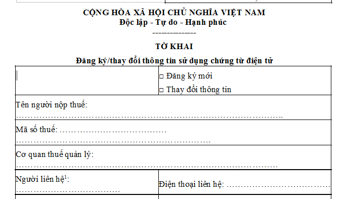 Mẫu Tờ khai đăng ký sử dụng chứng từ khấu trừ thuế thu nhập cá nhân 2026 có dạng như sau: