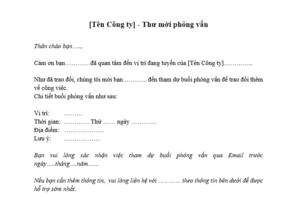 Mẫu thư mời phỏng vấn lần 2