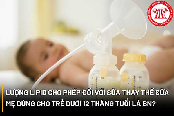 Lượng Lipid cho phép đối với sữa thay thế sữa mẹ dùng cho trẻ dưới 12 tháng tuổi là bao nhiêu? 