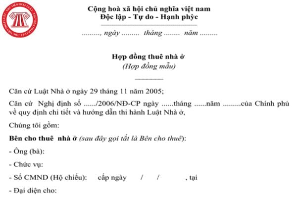 Có các nội dung gì trong hợp đồng cho thuê nhà ở?