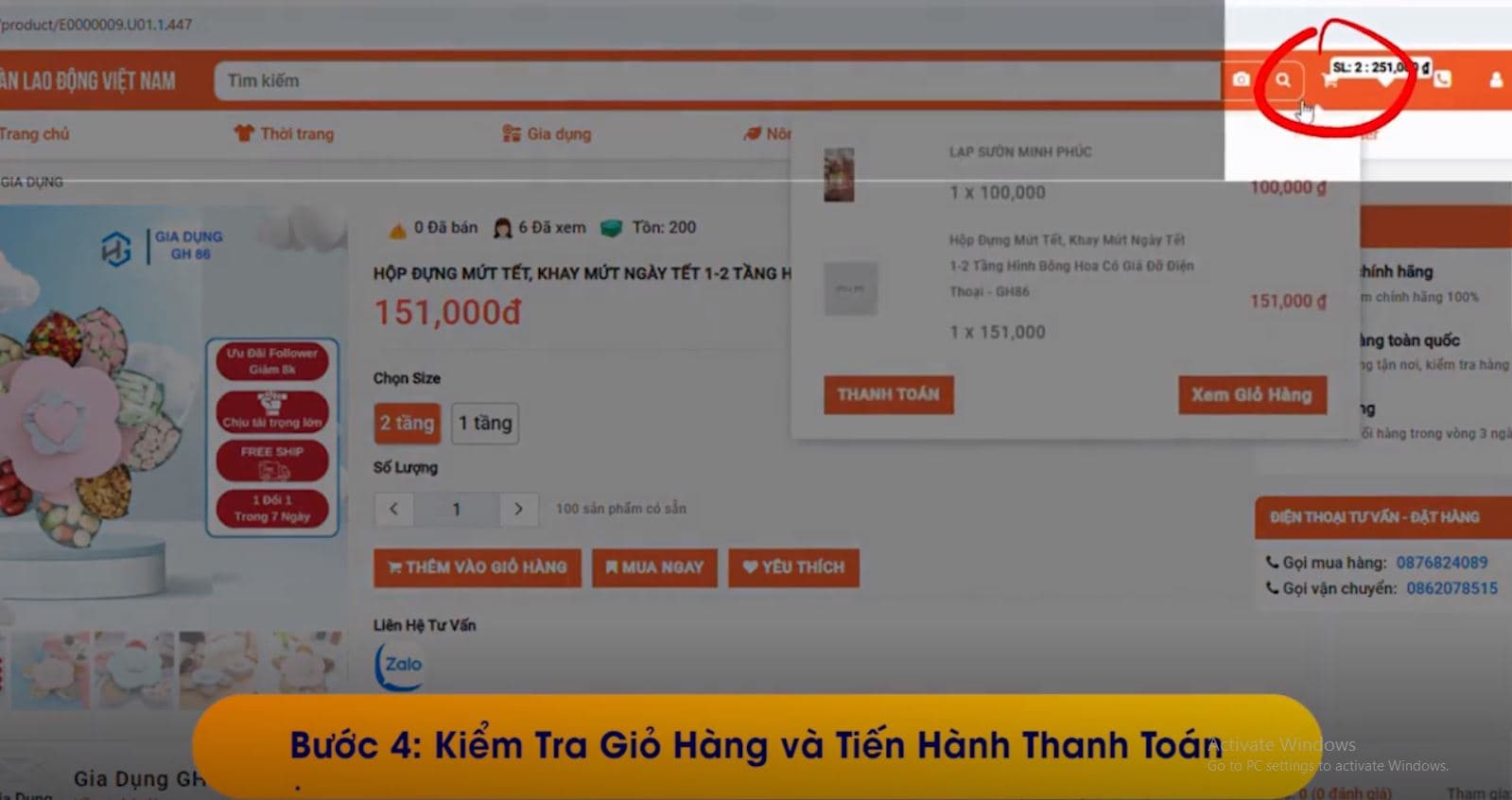 Kiểm tra giỏ hàng và tiến hành thanh toán