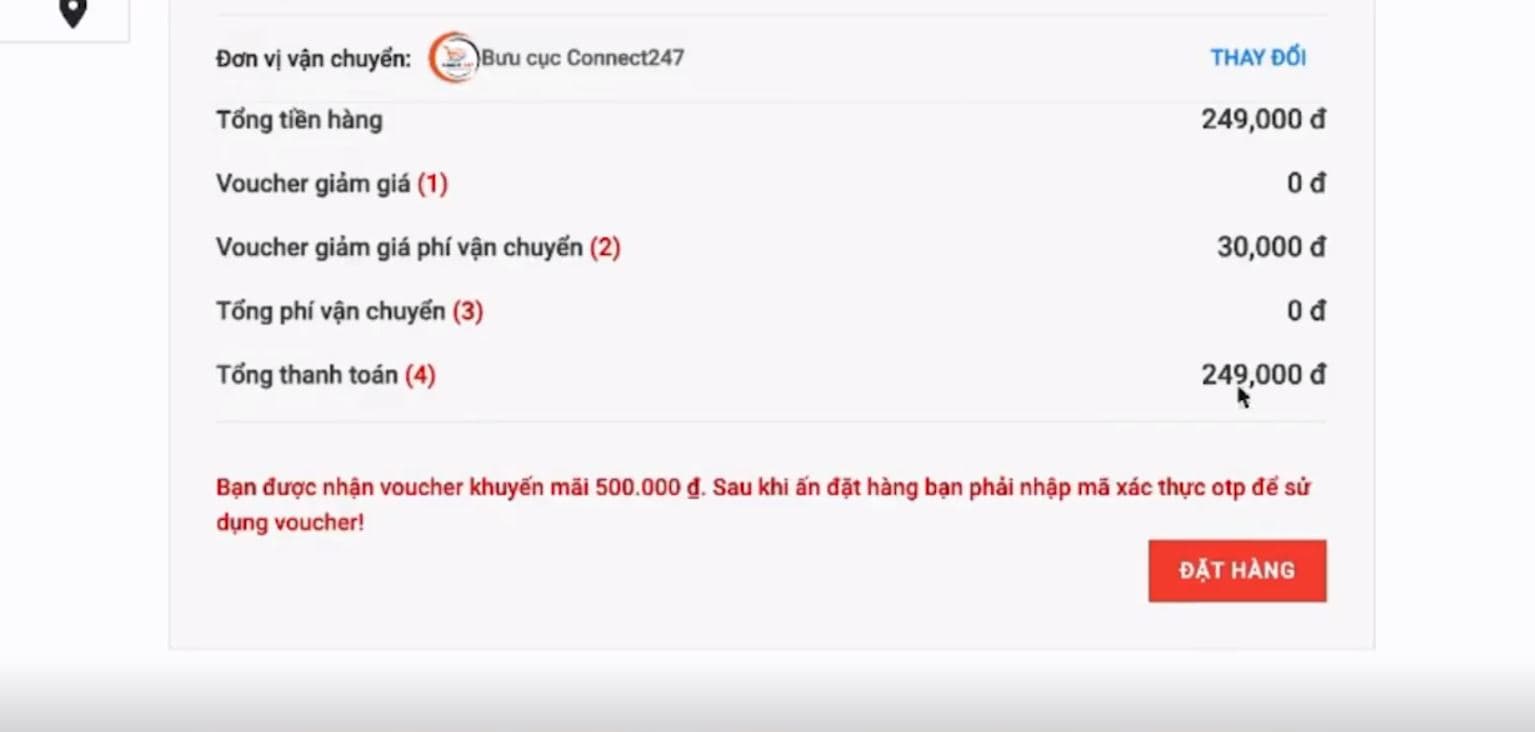 Sử dụng Voucher và chọn phương thức thanh toán