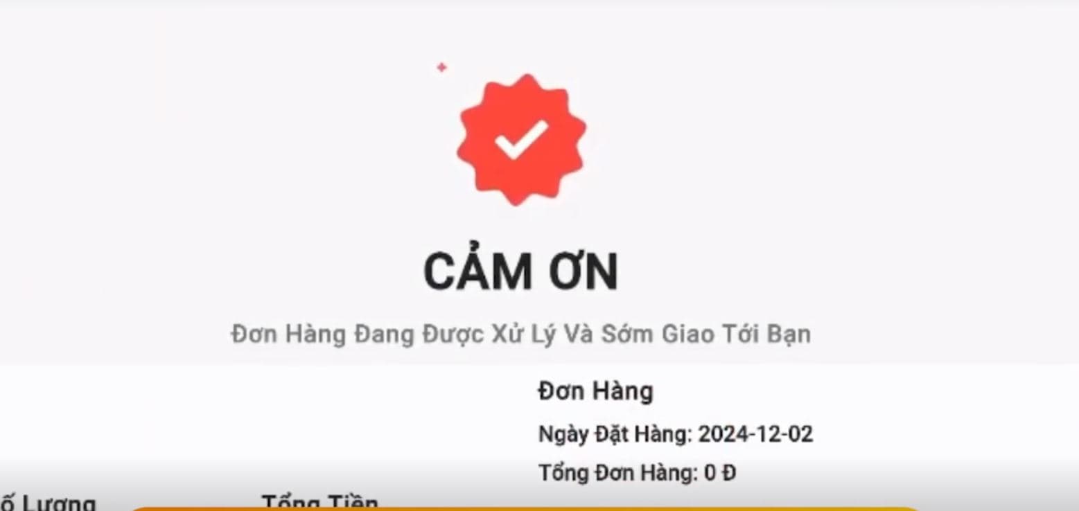 hoàn tất đặt hàng