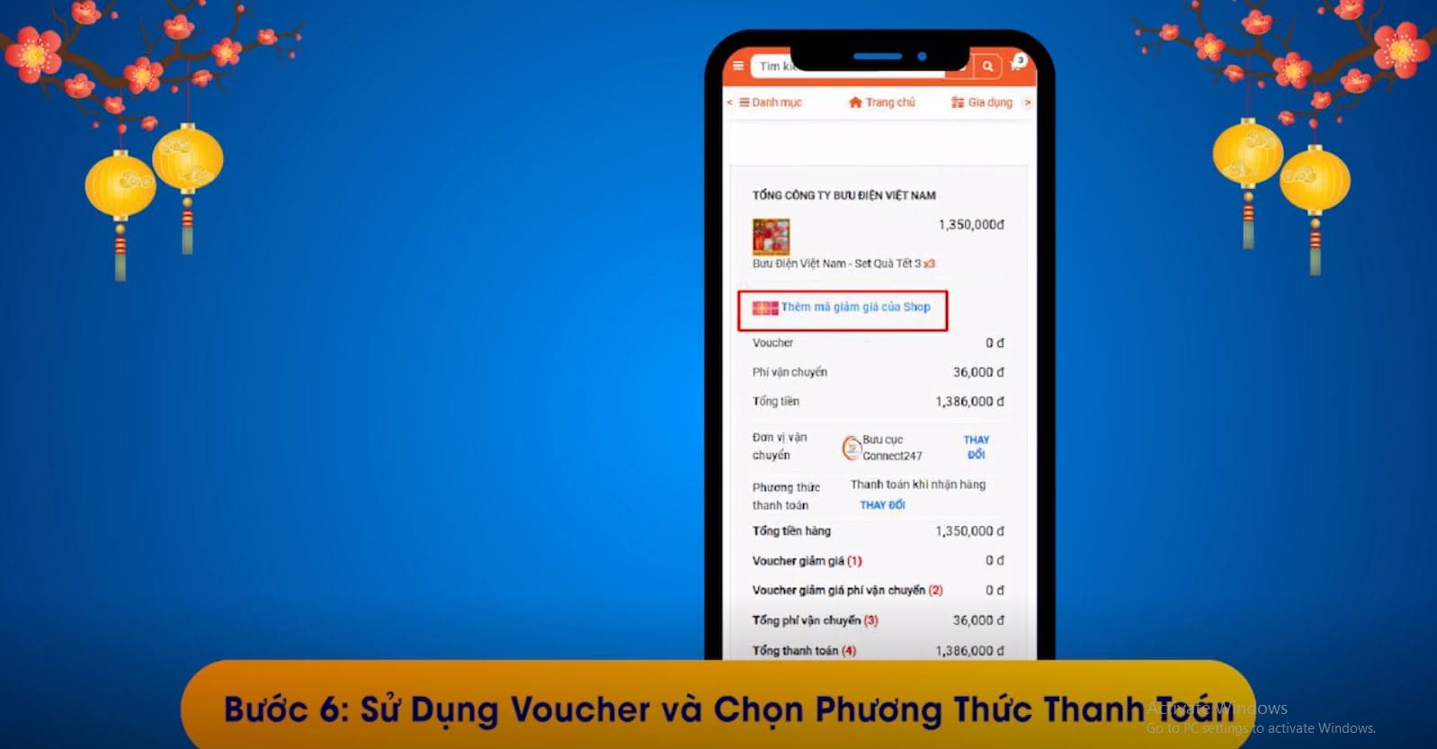 Sử dụng Voucher và chọn phương thức thanh toán