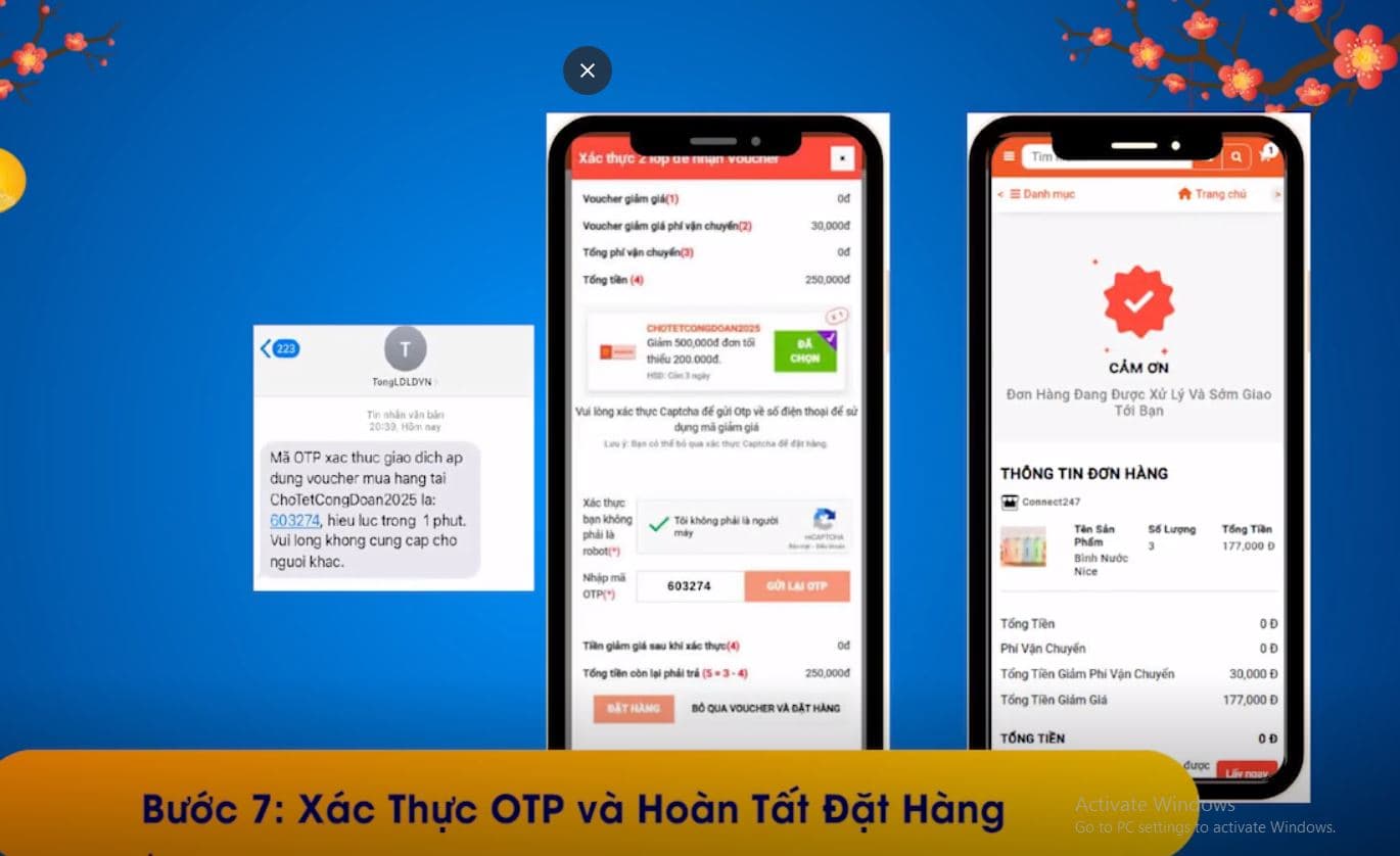 Xác thực OTP và hoàn tất đặt hàng