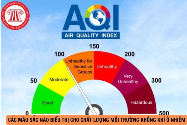 Các màu sắc nào biểu thị cho chất lượng môi trường không khí ô nhiễm? Mức độ ô nhiễm không khí nghiêm trọng nhất được quy định bằng màu gì?