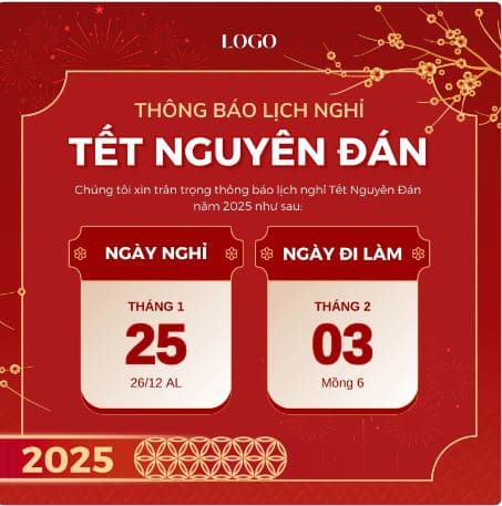 Mẫu thông báo nghỉ Tết Nguyên đán 2025 - 3