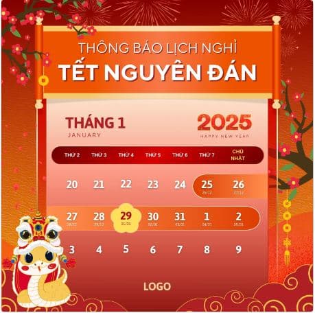 Mẫu thông báo nghỉ Tết Nguyên đán 2025 - 6