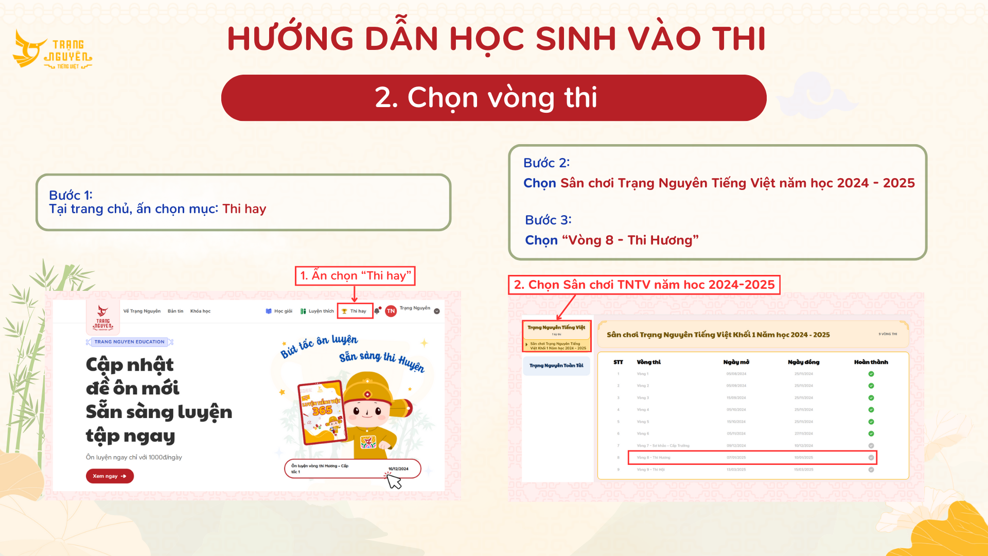 Tại trang chủ, ấn chọn mục: Thi hay