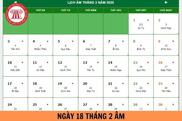 Ngày 18 tháng 2 âm là ngày bao nhiêu dương 2025? Người lao động nghỉ hằng năm vào ngày 18 tháng 2 2025 âm lịch được ứng lương bao nhiêu?