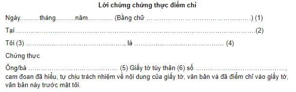 Lời chứng chứng thực điểm chỉ