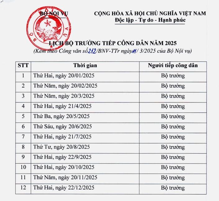 lịch tiếp công dân