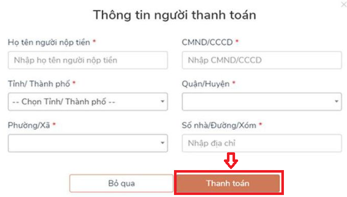 Chọn hình thức "thanh toán và nhận kết quả tại cơ quan xử phạt"