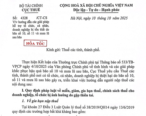 Công văn 4328/CT-CS