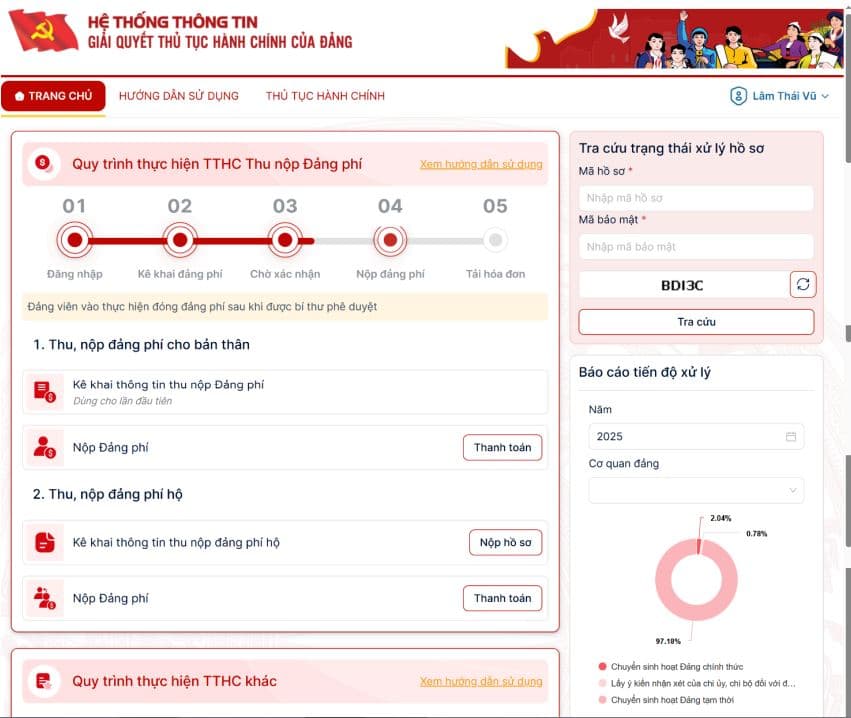 Thanh toán thông qua trang chủ