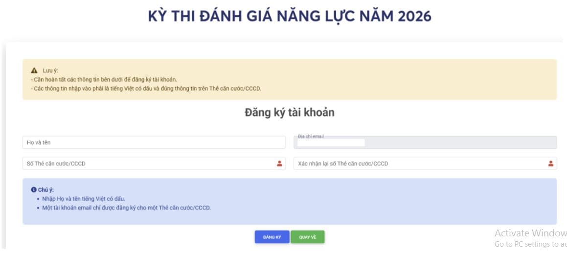 Chọn tài khoản Google để đăng ký
