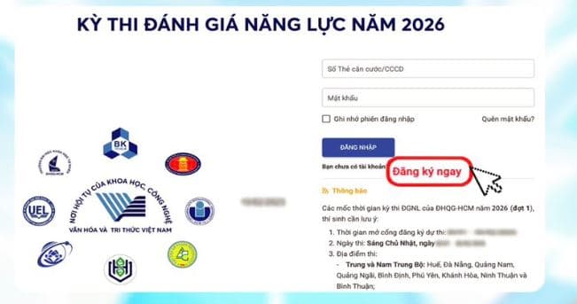 Truy cập trang web http://thinangluc.vnuhcm.edu.vn