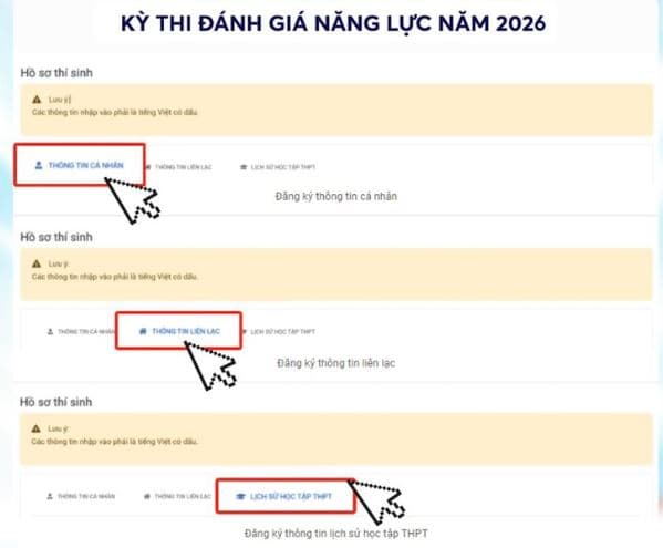 Thí sinh nhấn vào phần họ tên của mình để đổi mật khẩu