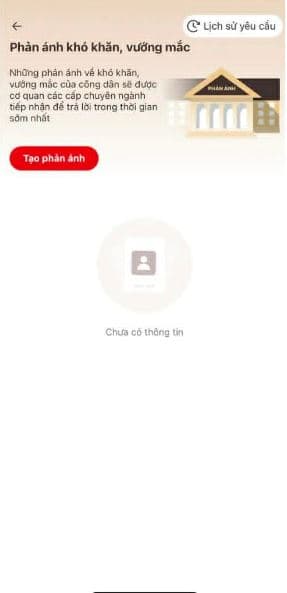 Nhấn vào nút “Tạo phản ánh” tại giao diện tiếp theo.