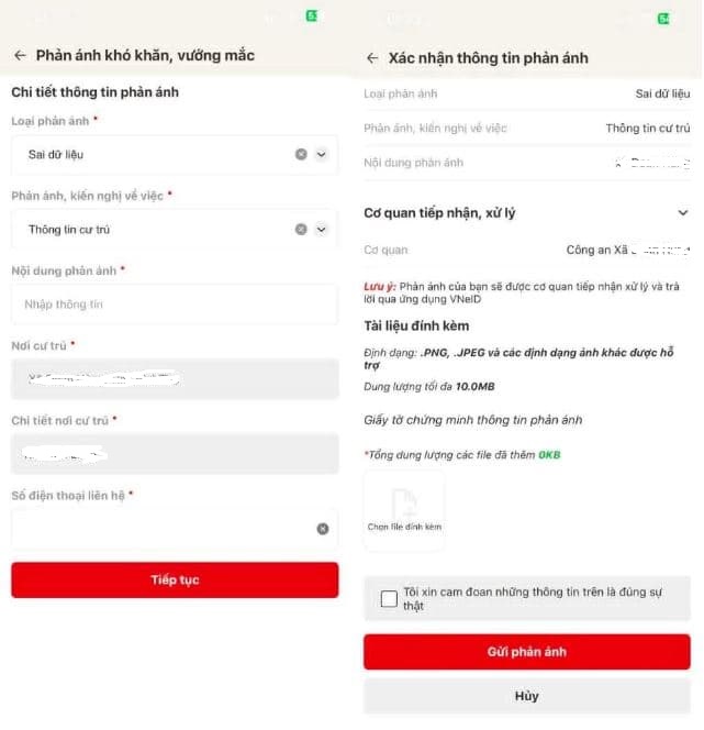 Tại mục “Loại phản ánh”, chọn “Sai dữ liệu”, mục “Phản ánh
