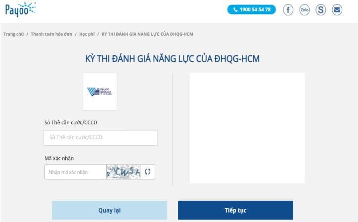 Nhập Thẻ căn cước/CCCD và Mã xác nhận