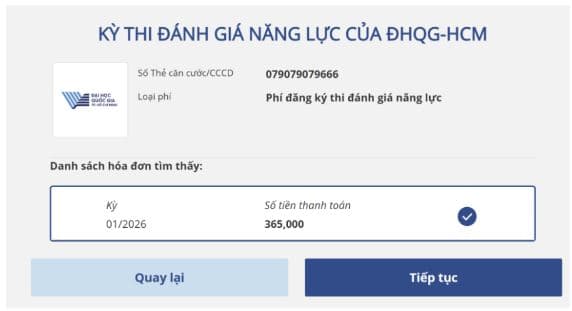 Kiểm tra thông tin và chọn hình thức thanh toán bằng cách quét