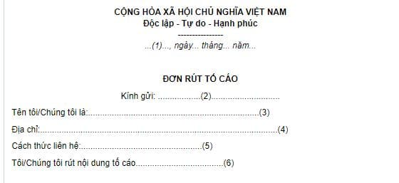 Mẫu Đơn rút tố cáo mới nhất