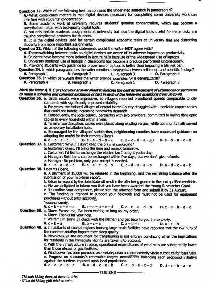 Đề môn ANH mã đề 1102 tốt nghiệp THPT 2026