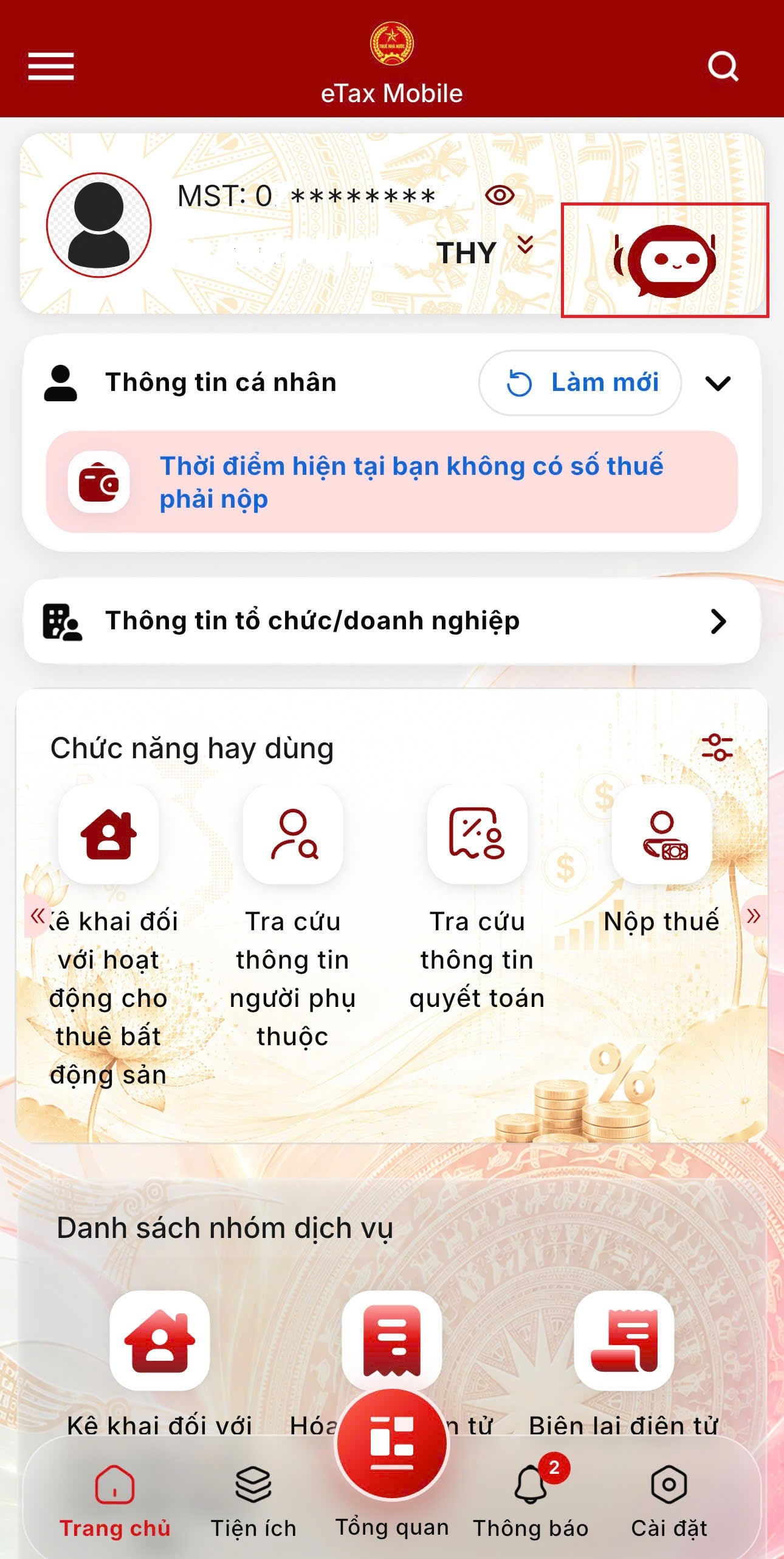 Hướng dẫn HKD kê khai tờ khai mẫu 01/CNKD qua Chatbot trên eTax Mobile đối với doanh thu trên 1 tỷ