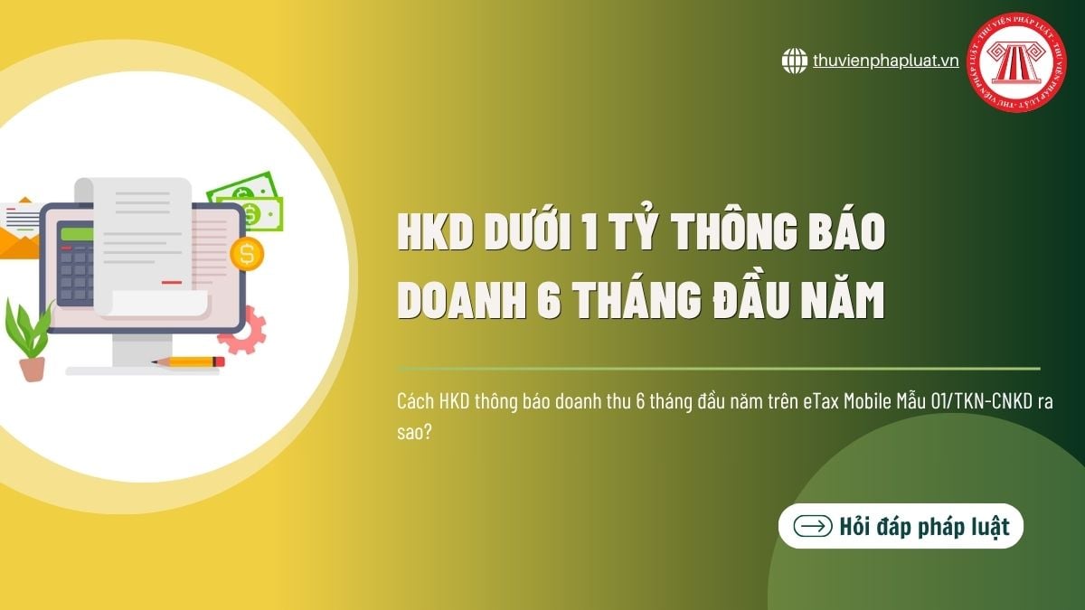 Cách HKD thông báo doanh thu 6 tháng đầu năm trên eTax Mobile Mẫu 01/TKN-CNKD ra sao? 