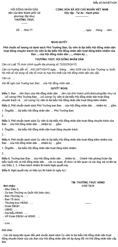 Mẫu số 04/UBTVQH