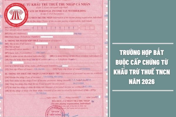 Trường hợp nào bắt buộc cấp chứng từ khấu trừ thuế TNCN năm 2026?