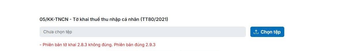phiên bản tờ khai 2.8.3 không đúng. phiên bản đúng 2.7.4