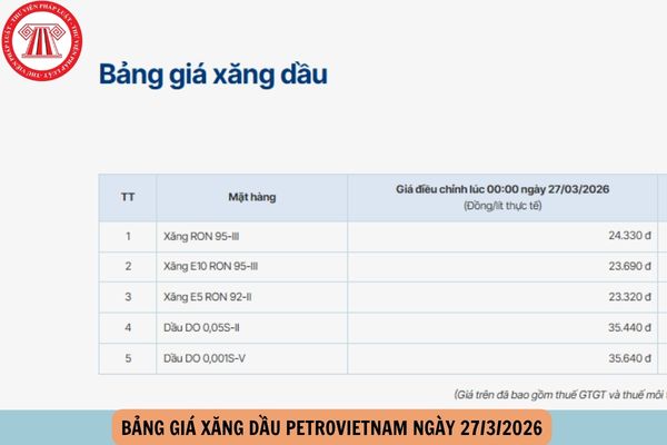 giá xăng dầu petrovietnam 27 3