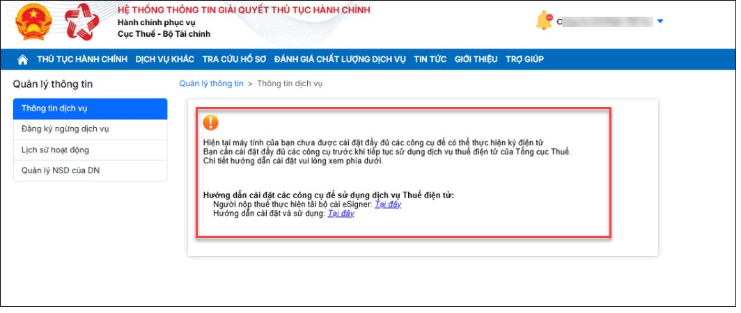 Hiện tại máy tính của bạn chưa được cài đặt đầy đủ các công cụ để có thể thực hiện ký điện tử