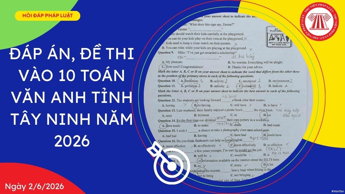 đáp án thi lớp 10 tỉnh tây ninh