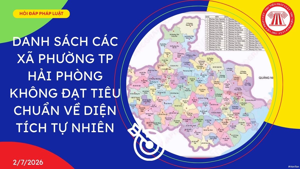 các xã, phường không đạt tiêu chuẩn về diện tích tự nhiên tại TP Hải Phòng