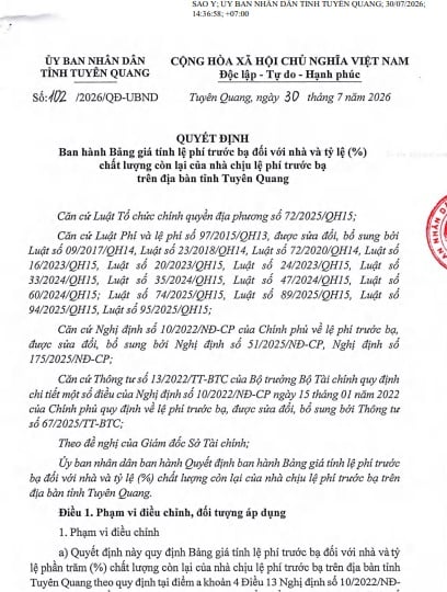 Quyết định 102/2026/QĐ-UBND tuyên quang