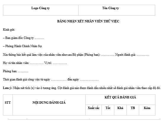 đánh gái thử việc